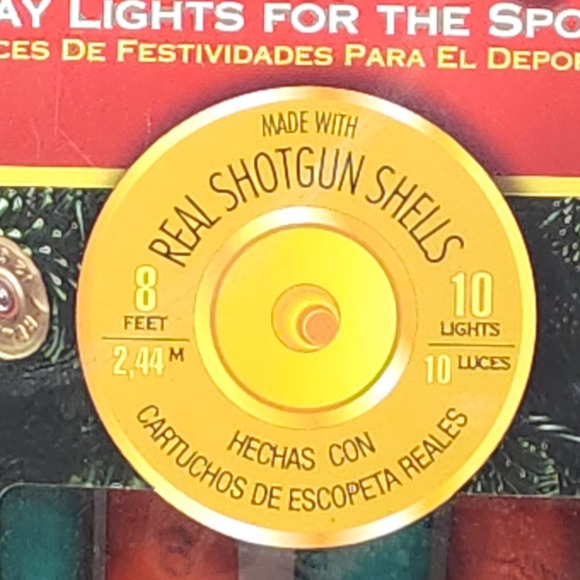 Christmas Ornaments Jingle Bells Shotgun Shells Lights Red Green 10-Lights 8 ft. - Picture 4 of 16